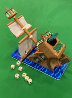 3D Printed Full-Color Sinking Pirate Ship Dice Tower - Customizable, Pre-Assembled